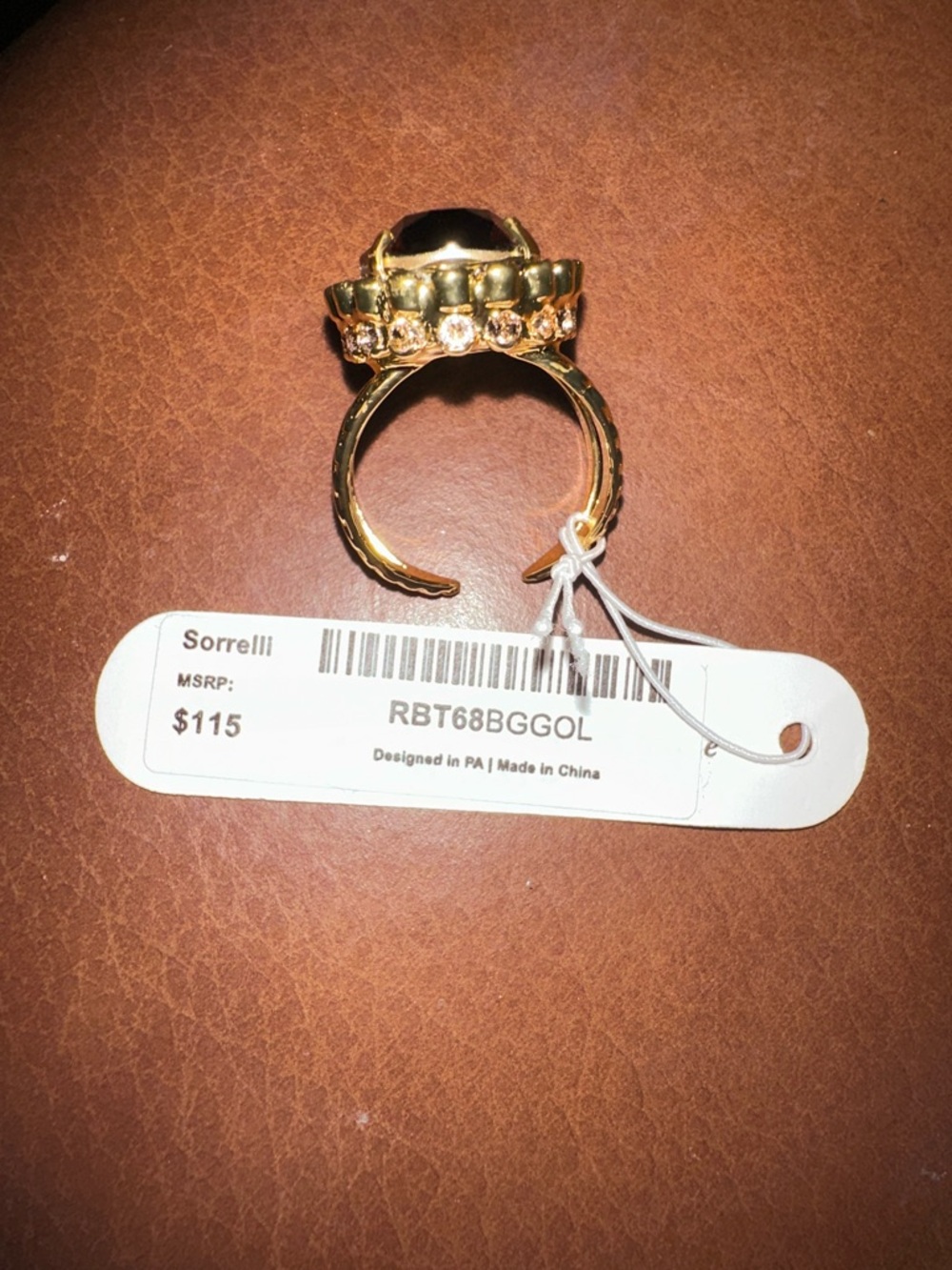 Sorrelli Gold Ring with Rich Brown Crystal - Picture 3 of 3